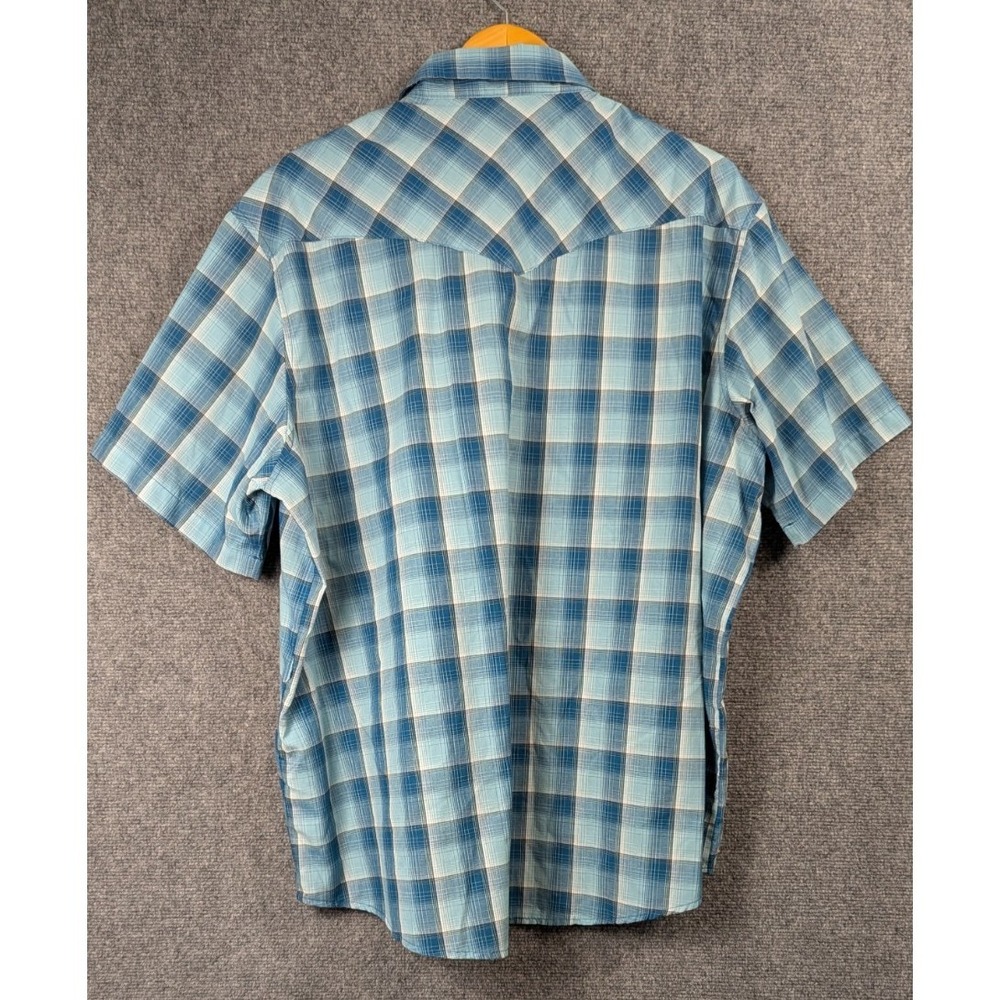 Wrangler Retro Pearl Snap Western Shirt Blue‎ Plaid Short Sleeve Men’s 2XL - Picture 2 of 8